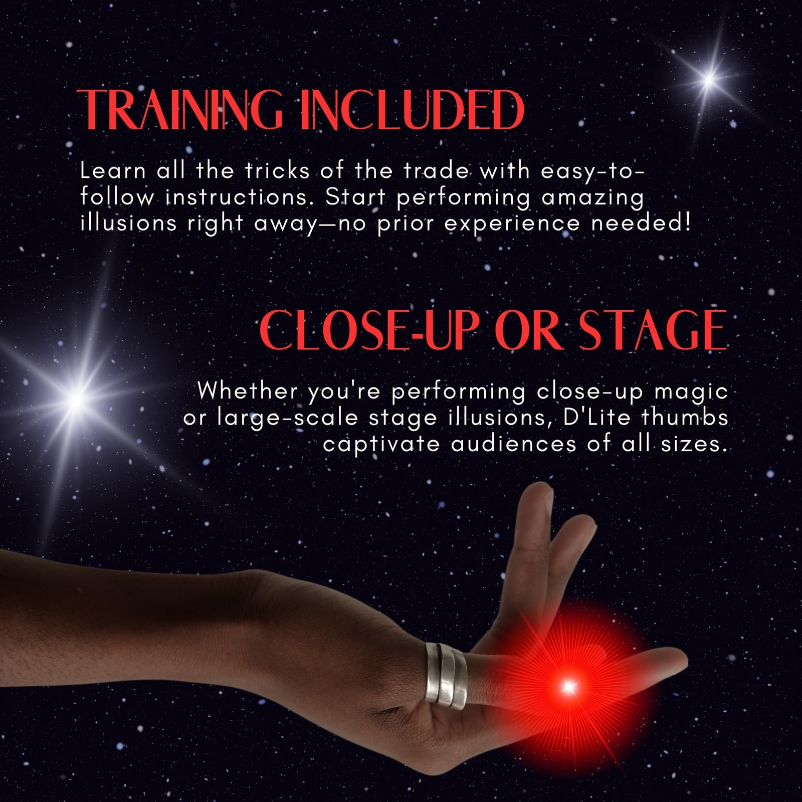 D'lite Magic Thumb Lightup Trick Set / 2 Original Amazing Ultra Regular Blue