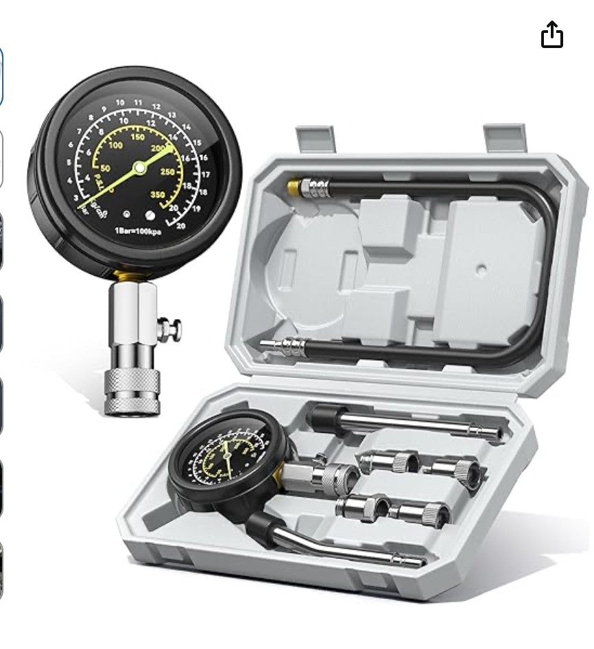Professional Compression Tester Kit, 300 PSI Triple-Scale Gauge with 8-Piece Set