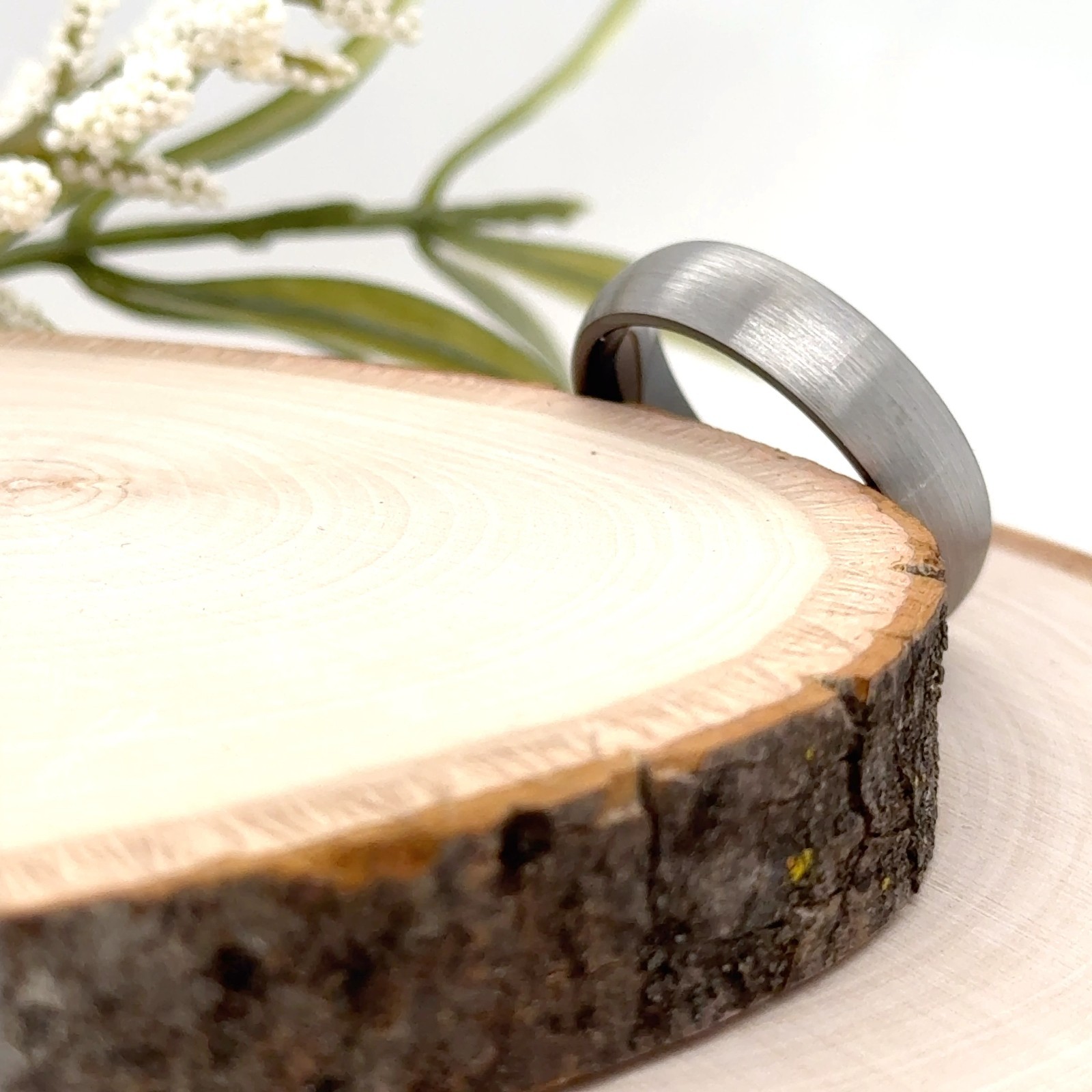 6mm Silver Tungsten Wedding Ring Matte Polished Edge Comfort Fit Christmas Band