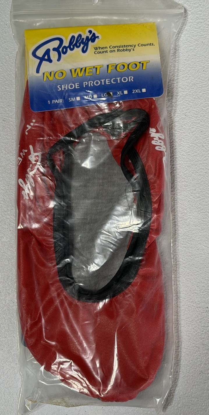 Robby's No Wet Foot Bowling Shoe Covers Pair Of 2 Size Large Red NEW UNUSED