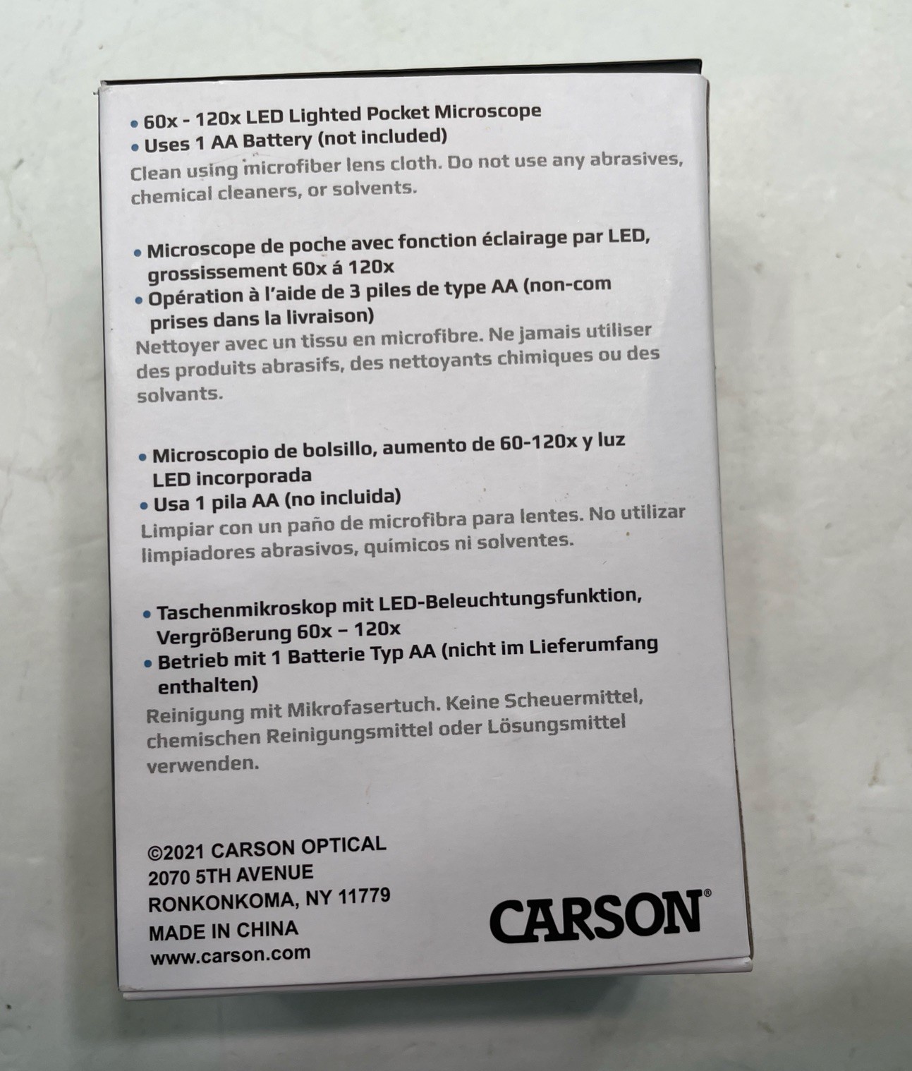 Carson Microbrite Plus Led Pocket Microscope 60X 120X Magnification Education...