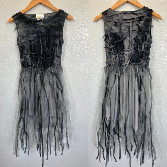 California Costumes Kids Zombie Ghoul Sleeveless Gray & Black Dress X-Large