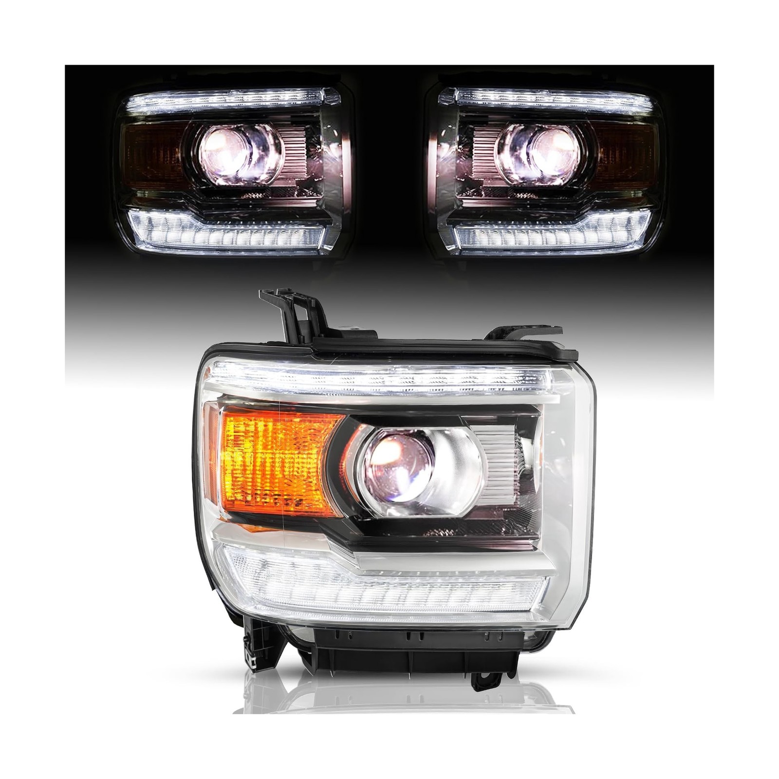 TUSDAR Fits LED DRL 2014-2018 GMC Sierra 1500 Headlight Assembly | 2015-2019 ...