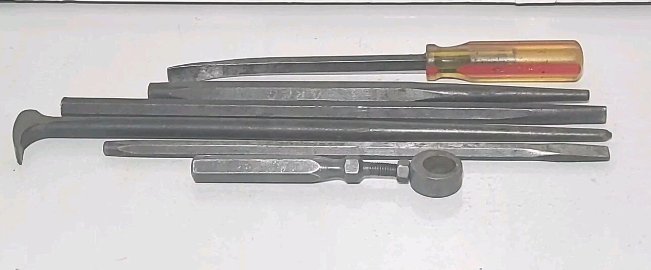 Snap-On & Mac Tools Punch and Chisel, Holder, Prybar, 6 Tool Lot USA MADE TOOLS