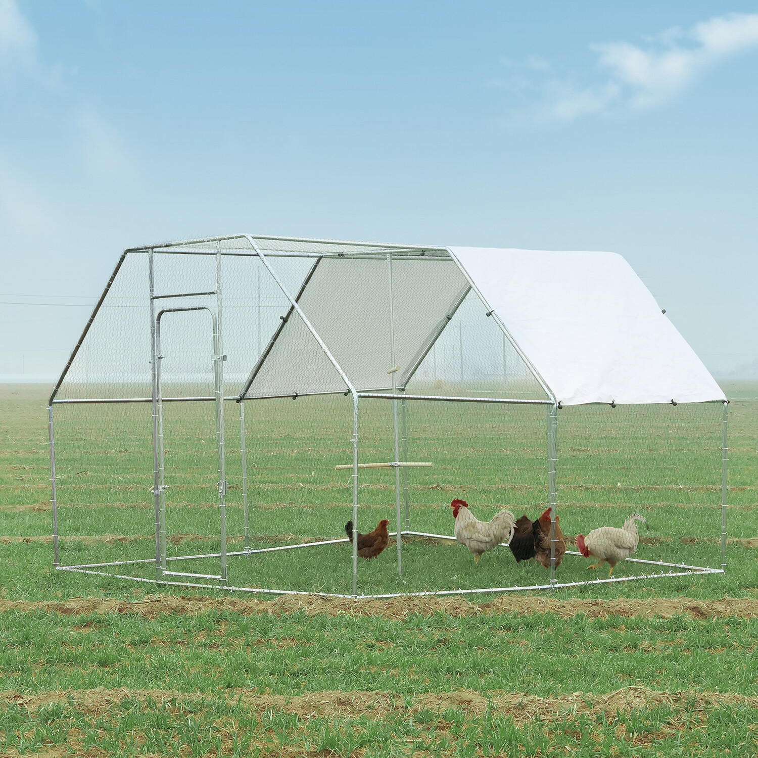 Large Metal Walk In Chicken Coop Run Cage Rabbit Hutch Hen House Enclosure XXL
