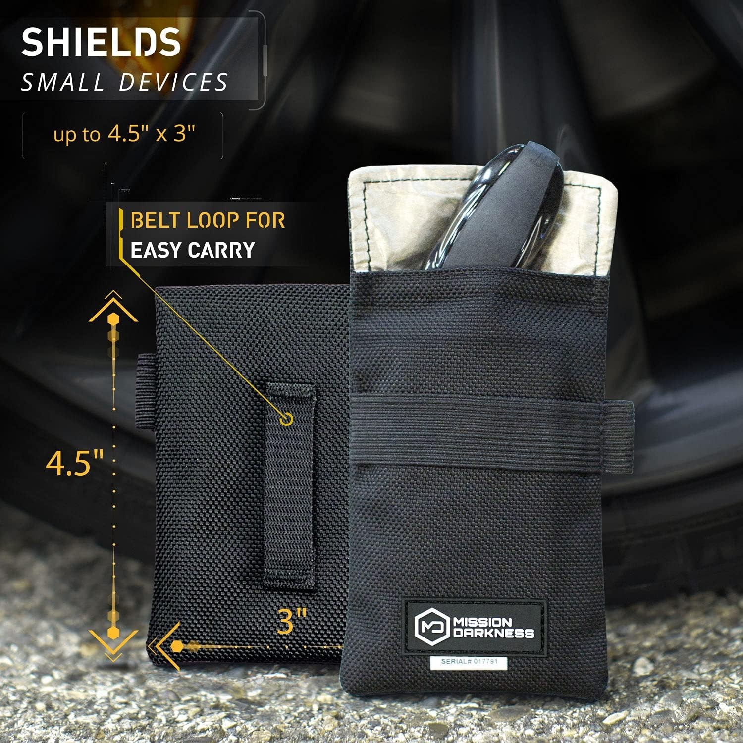 Mission Darkness Faraday Bag for Keyfobs (2-Pack) RF Shielding Black