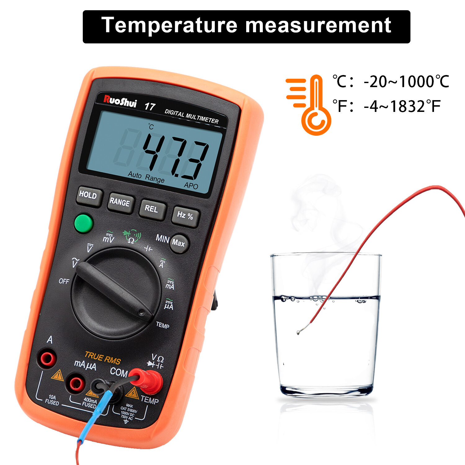 Digital Multimeter Voltmeter Ammeter Ohmmeter Volt AC DC Tester Leads Meter