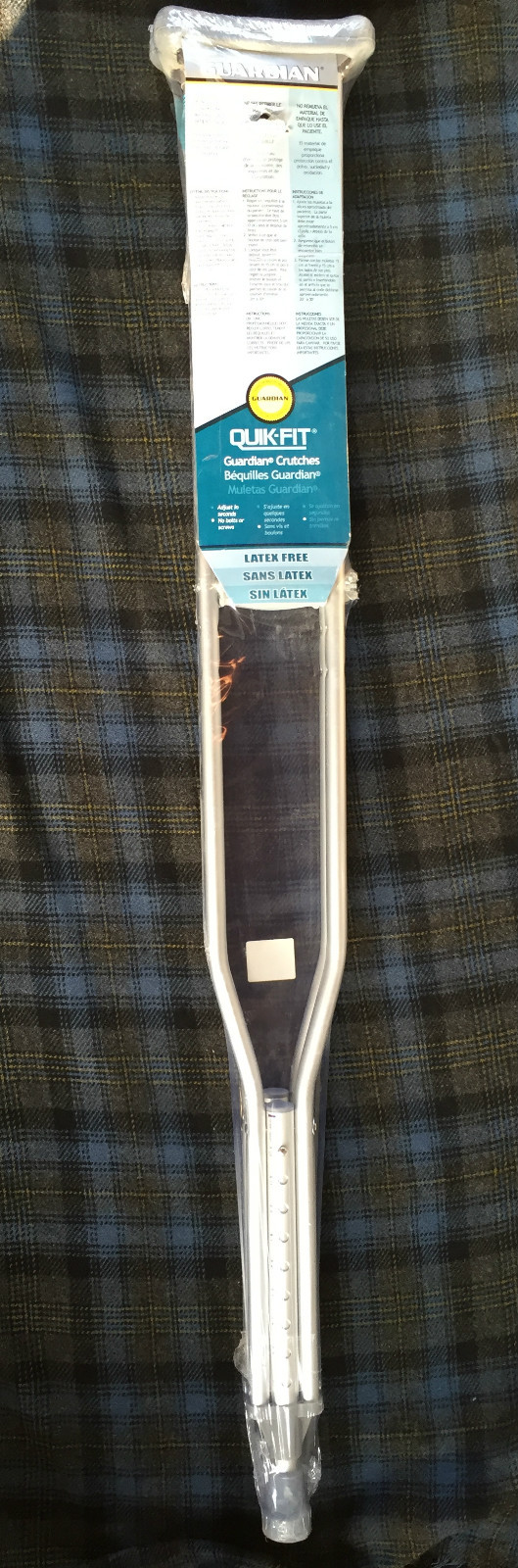 GUARDIAN CRUTCHES QUIK-FIT ALUMINUM ADULT ADJUSTABLE 5'10-6'6'' 300 LB CAPACITY