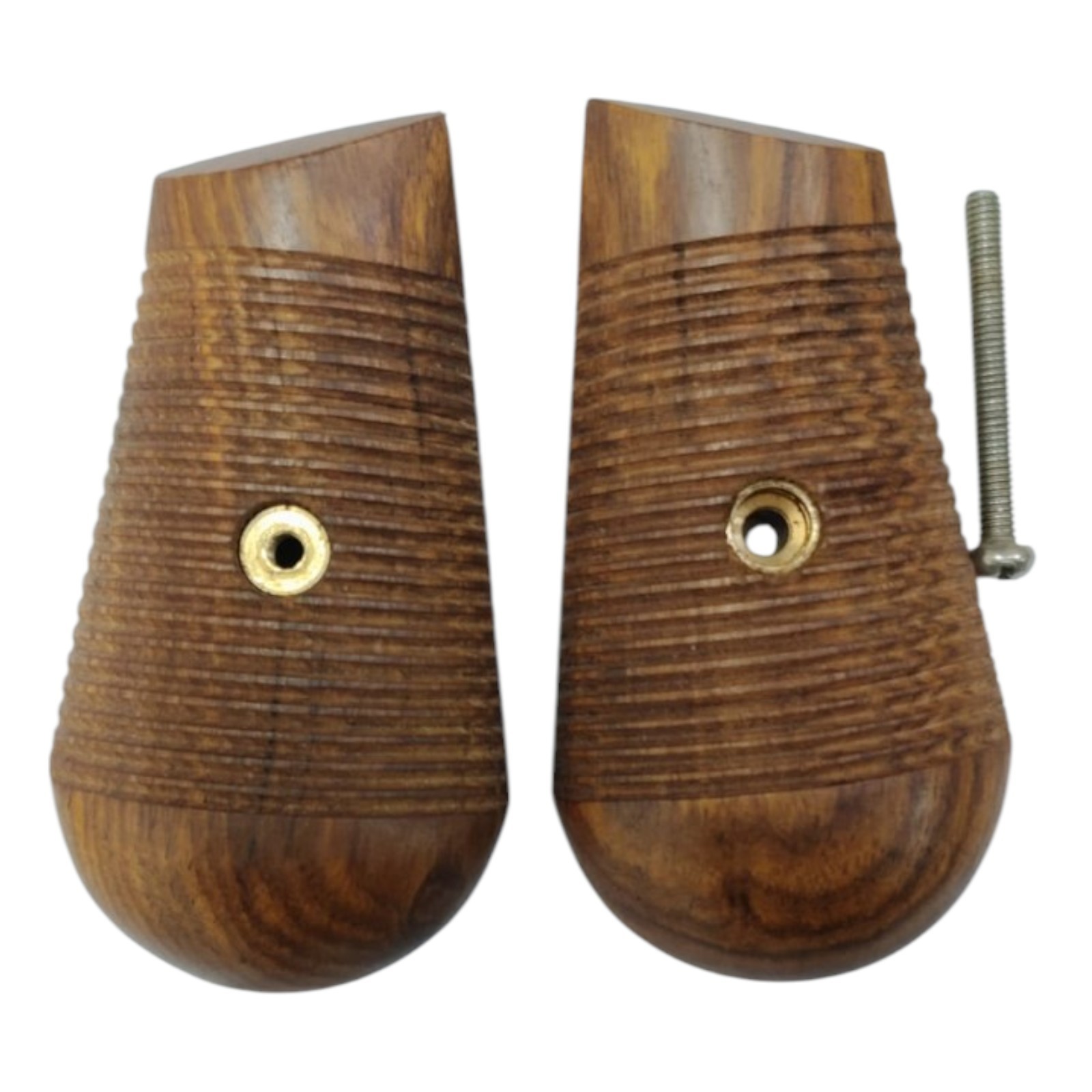 C96 Broomhandle Pistol Wooden Grips for Mauser , Hardwood with Brass Fittings