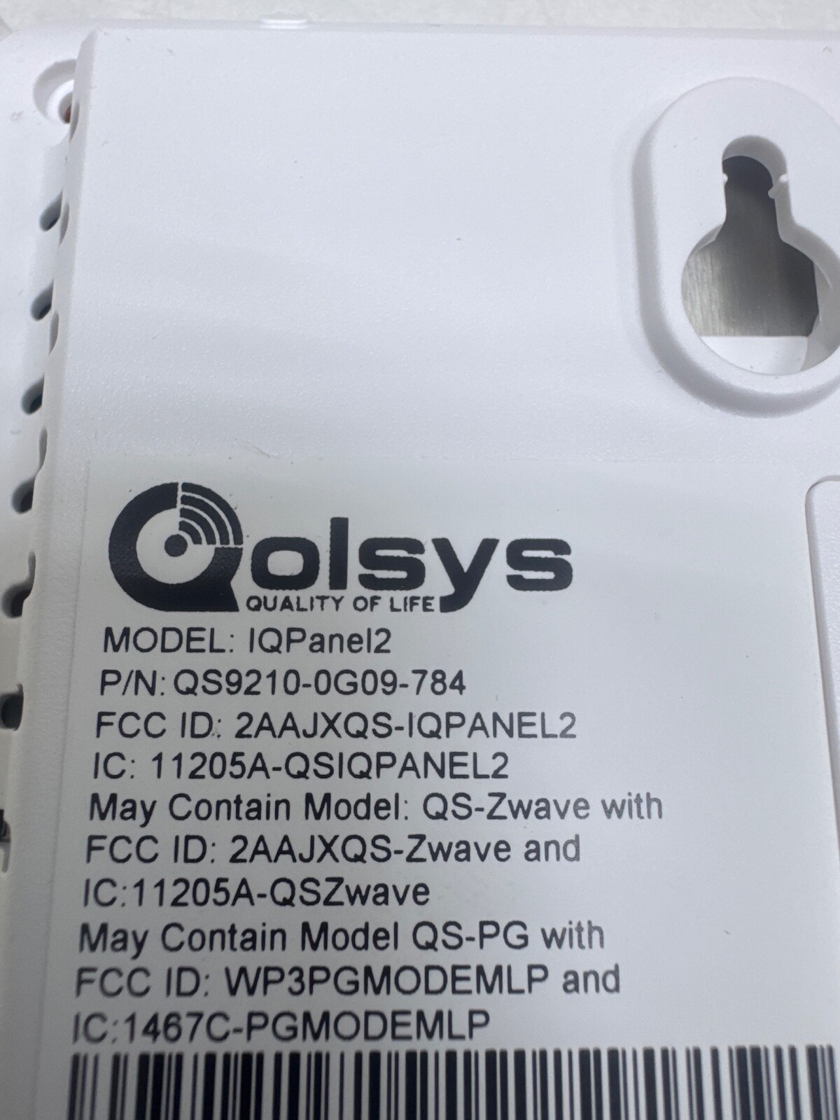 Qolsys IQPanel2 QS9210-0G09-784 touchscreen without Charger