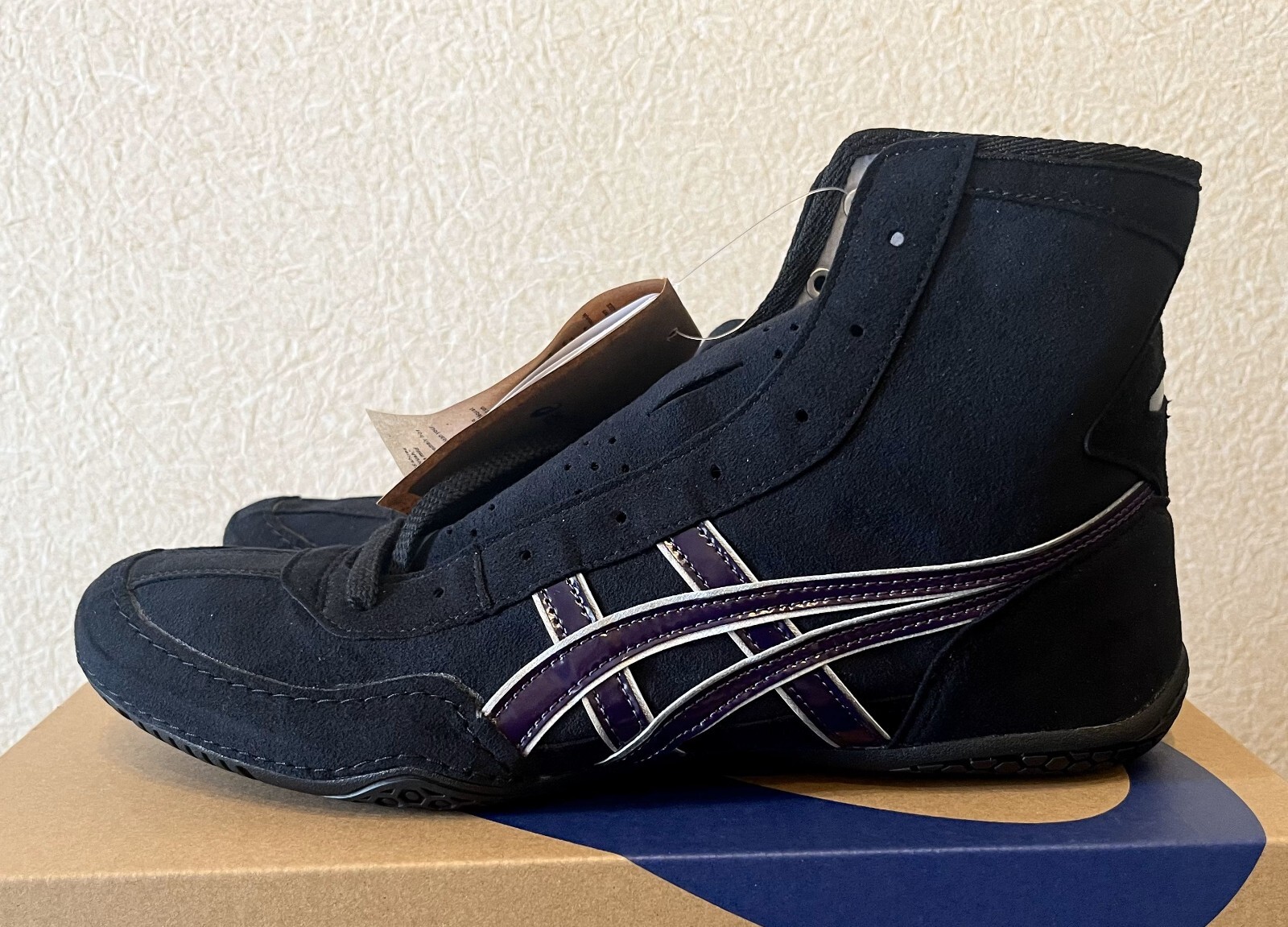 【Shoe bag included】 Asics Wrestling Shoes EX-EO 1083A001 Black x Purple x Silver