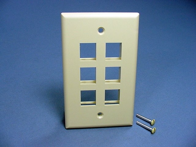 Leviton 41080-6IP Ivory 1-Gang 6-Port Unbreakable Nylon Standard Wallplate Cover