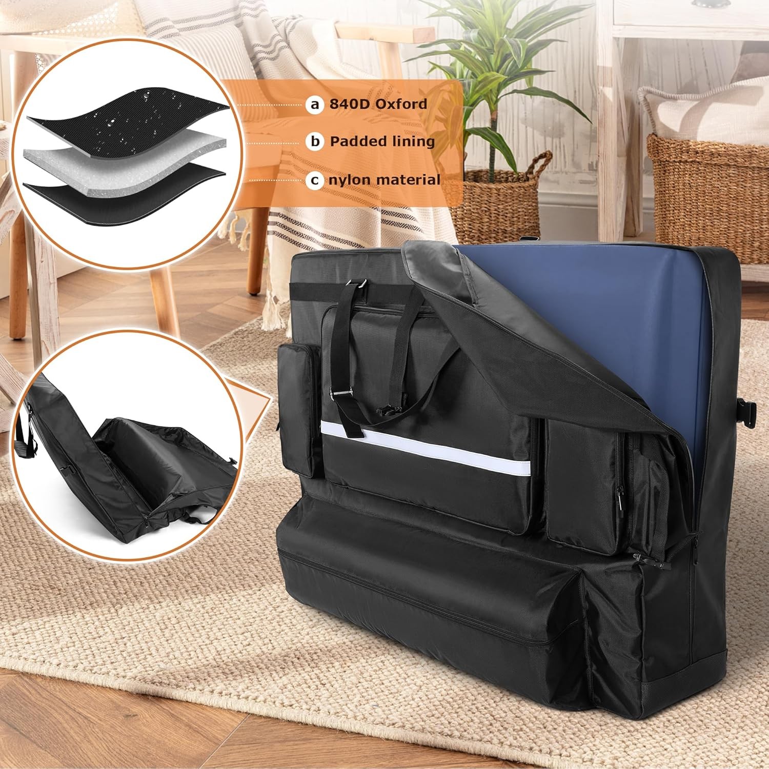 Folding Massage Table Bag Fits 24" to 30" Width Massage Table Storage Bag