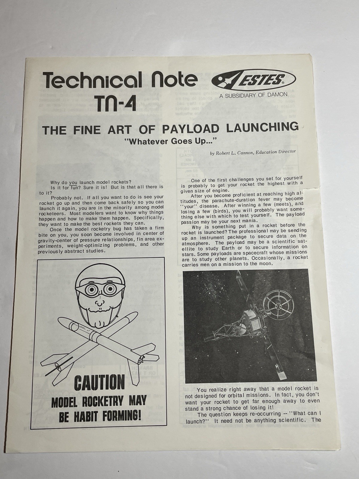 Estes Flying Model Rocket Technical Note TN 4 EX Shape Rocketry