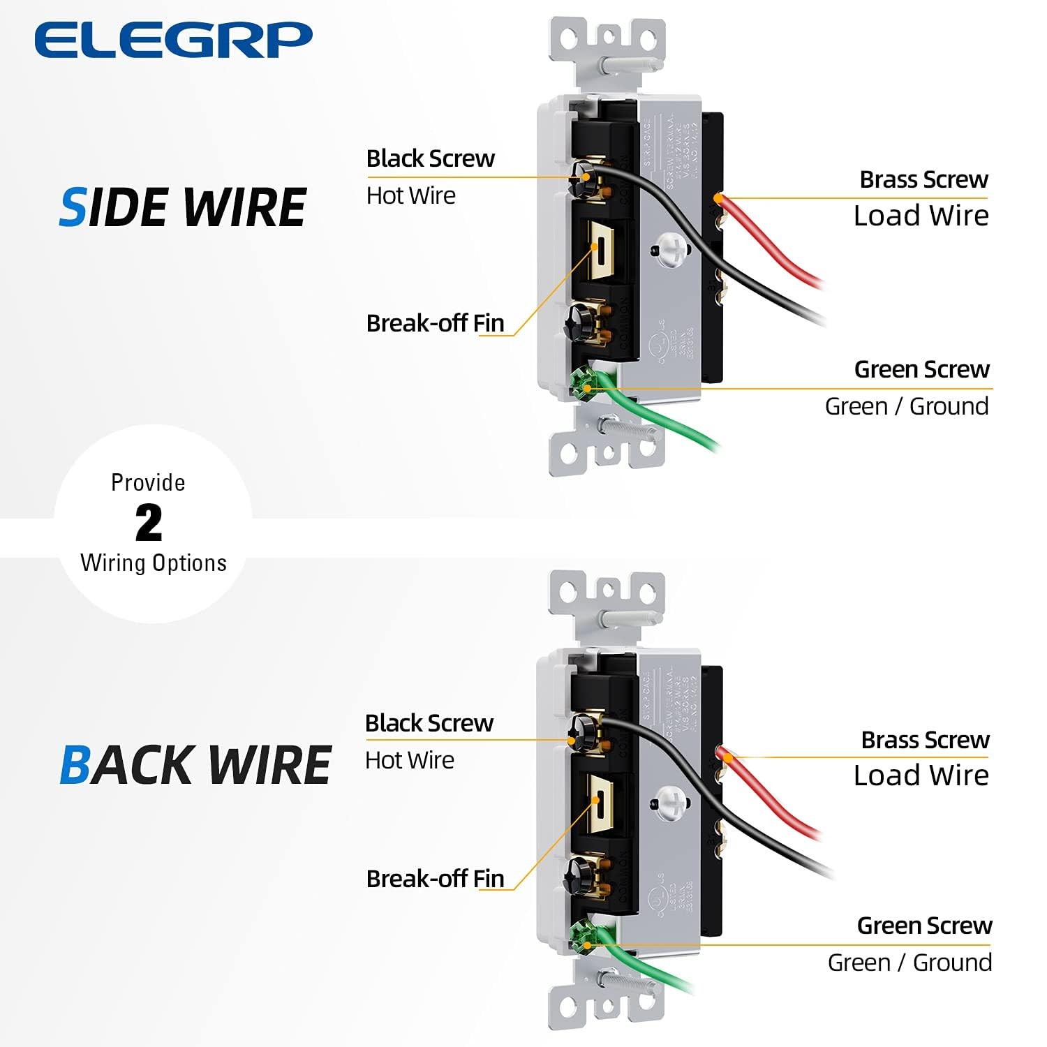ELEGRP Decorator Triple Rocker Light Switch, Three Single Pole Electrical Pad...