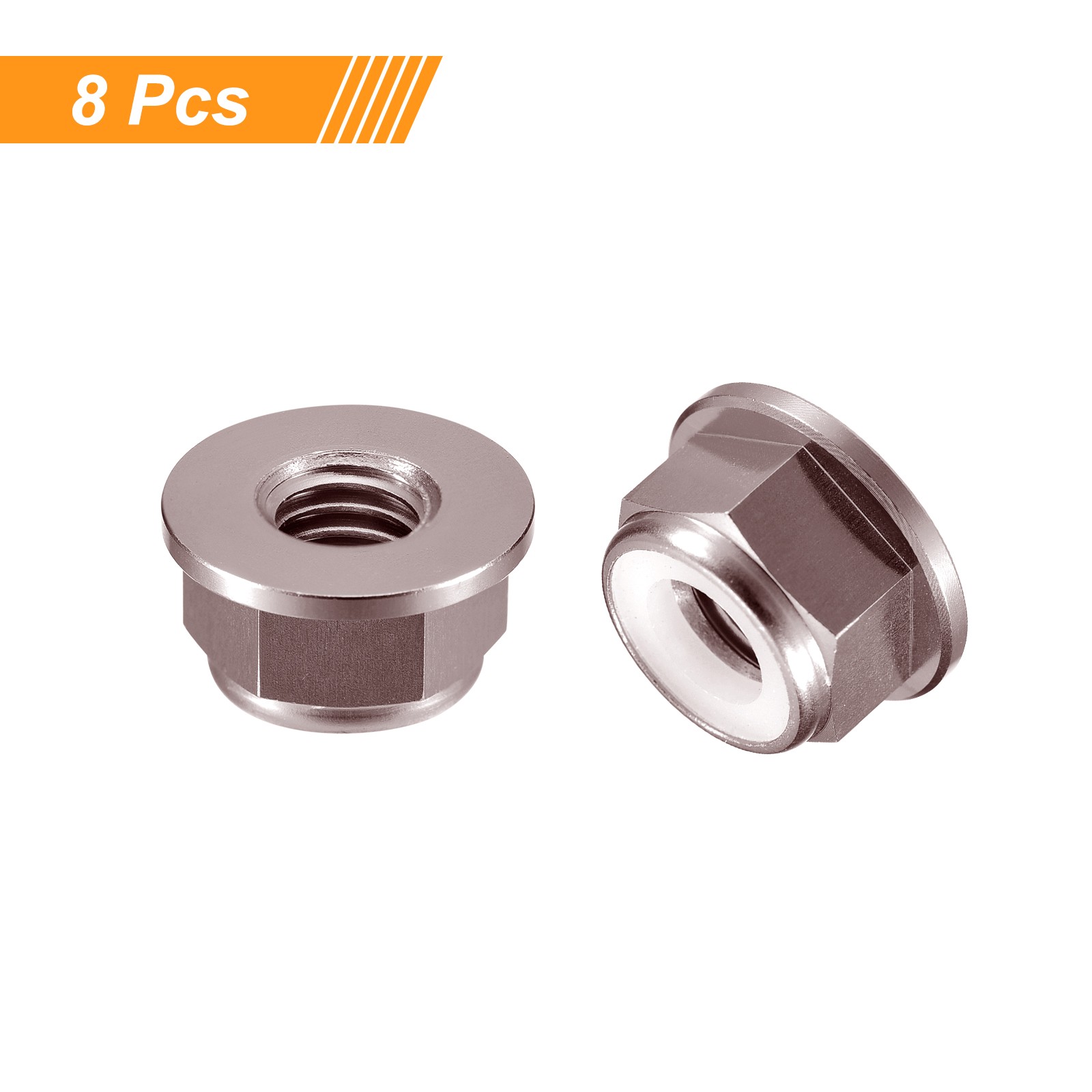 Nylon Insert Hex Lock Nuts, 8pcs - M5x0.8mm Self-Locking Nut(Titanium Gray)
