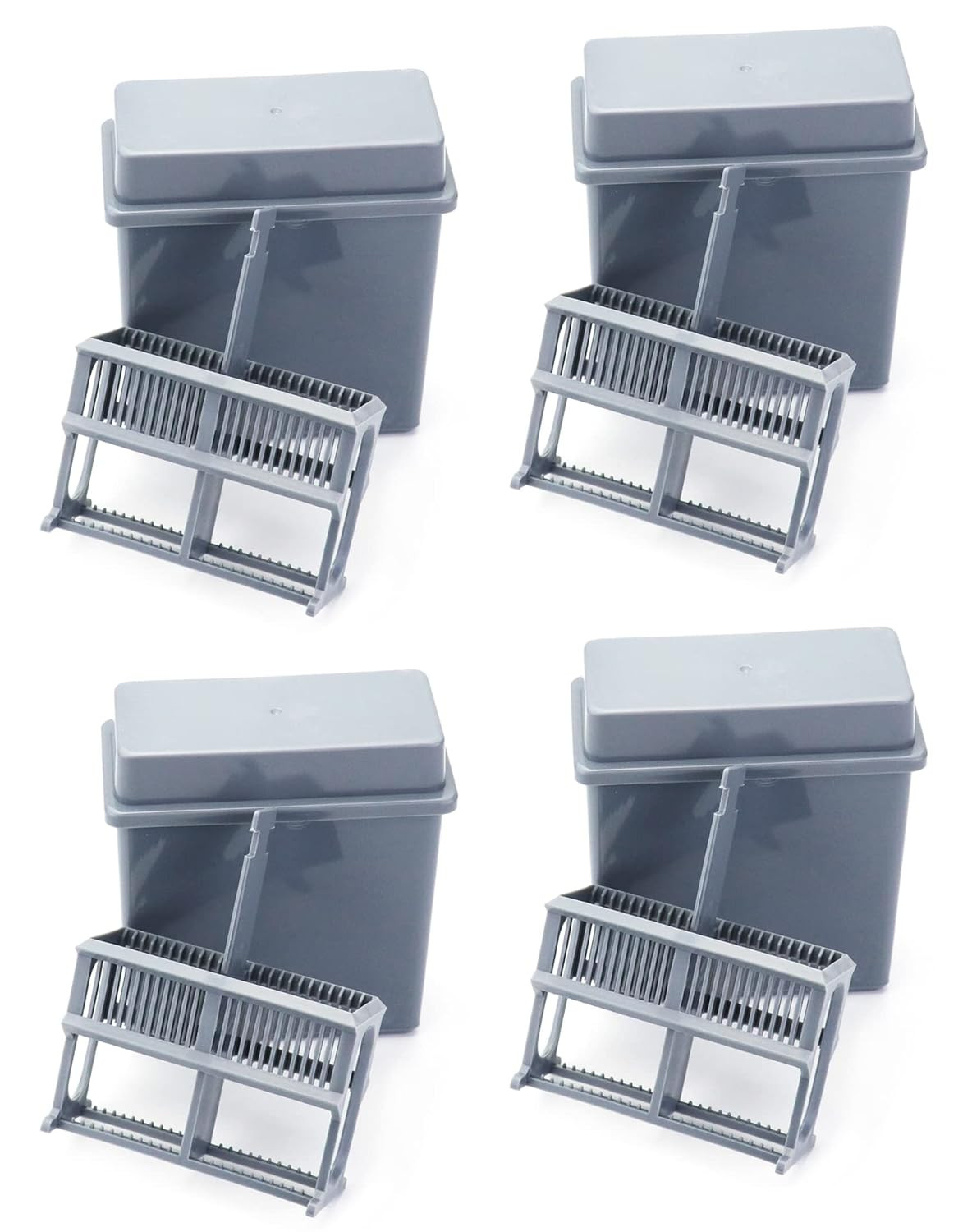 Microscope Slides Staining Jar and Rack 24-Slots 4 Pack Grey