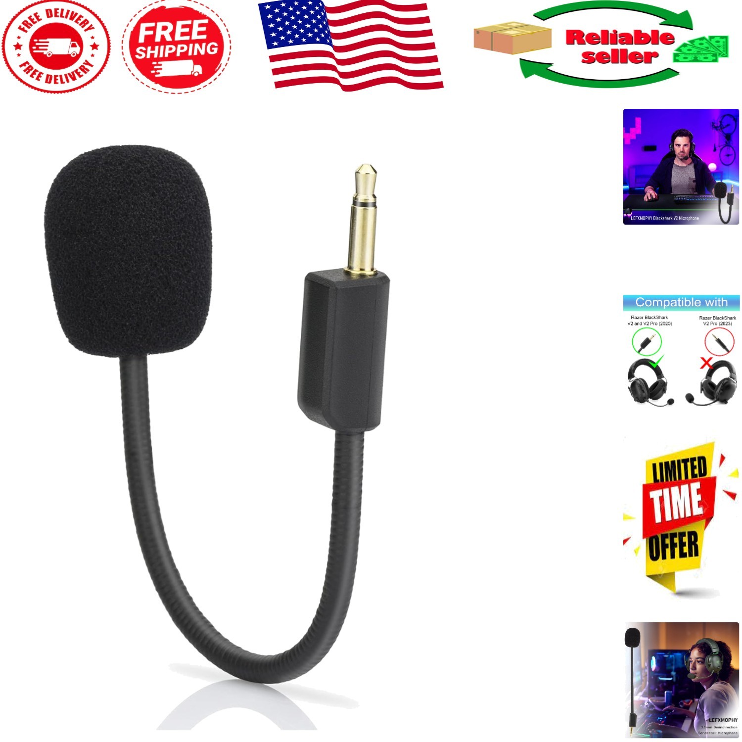 Noise Cancelling Microphone Replacement for Razer Blackshark V2 Series