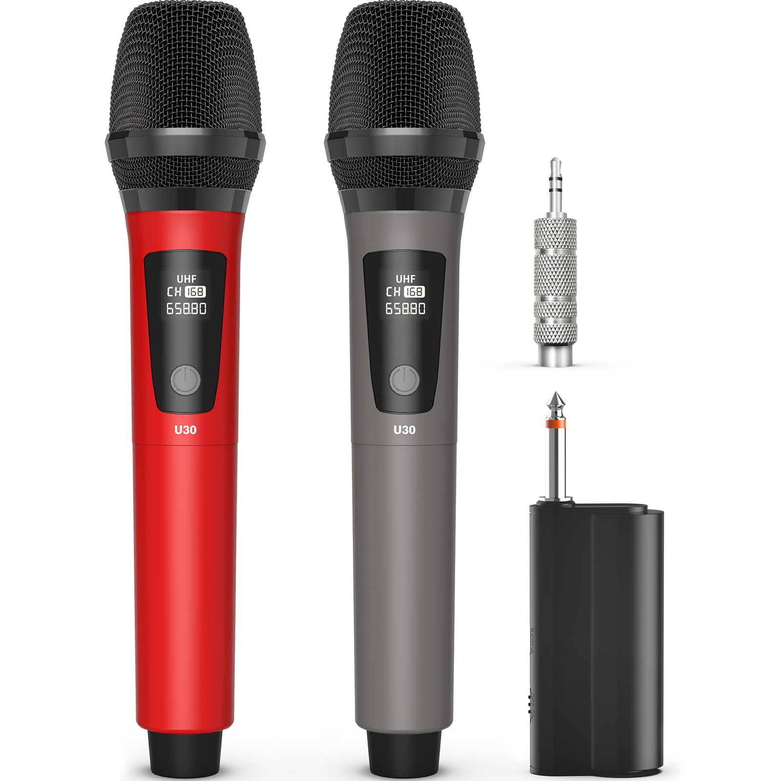FarFun Wireless Microphone Rechargeable UHF Handheld Mic for Stage Performance