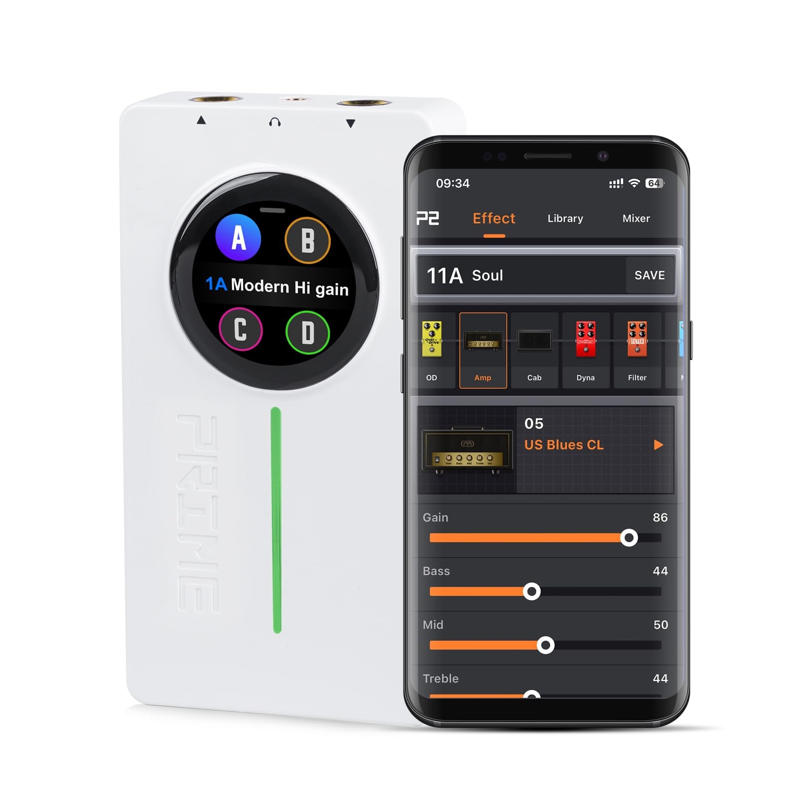 MOOER P2 Guitar Multi-Effects Pedal Headphone with Al-Preset White