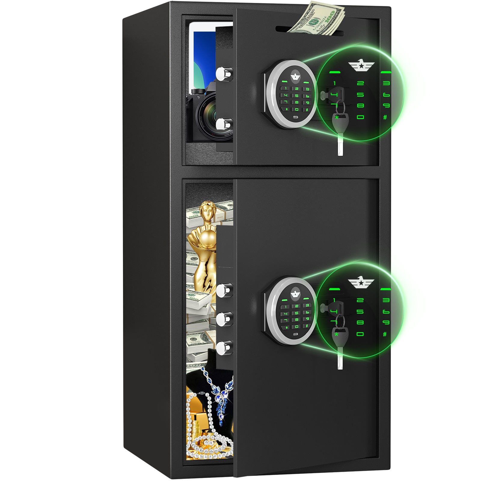 6.0 Home Safe, Digital Security Safe Box with Deposit Slot & Dual Alarm
