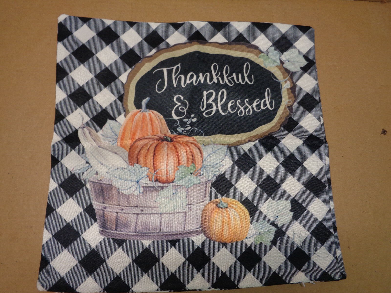 Fall Throw Pillow Covers 18x18" Pumpkin Farmhouse Buffalo Plaid Quantity 2