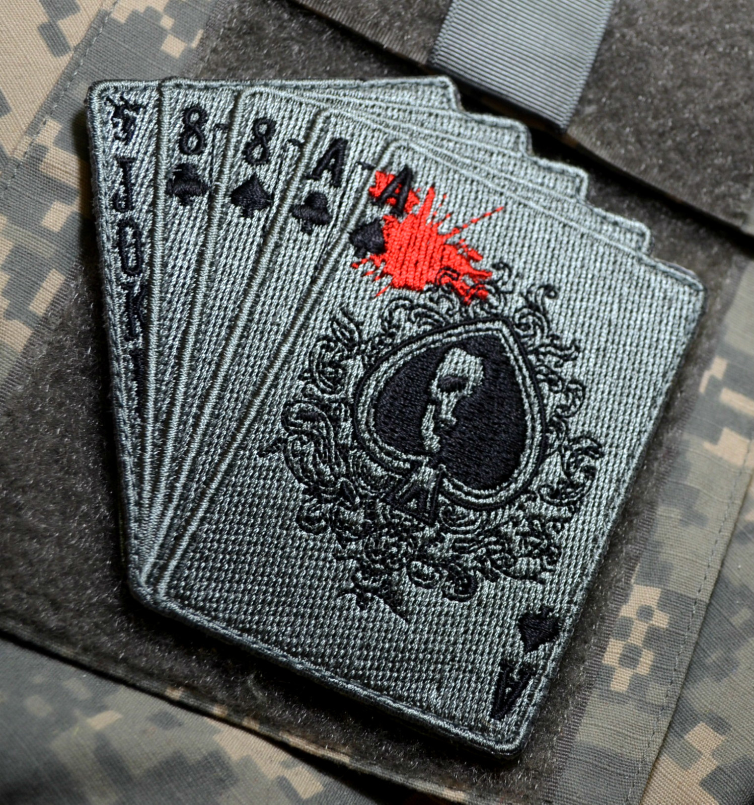 USMC RANGERS PATHFINDER SNIPER SHOULDER VeIkrọ PATCH: Ace-Joker DEAD MEN'S HAND