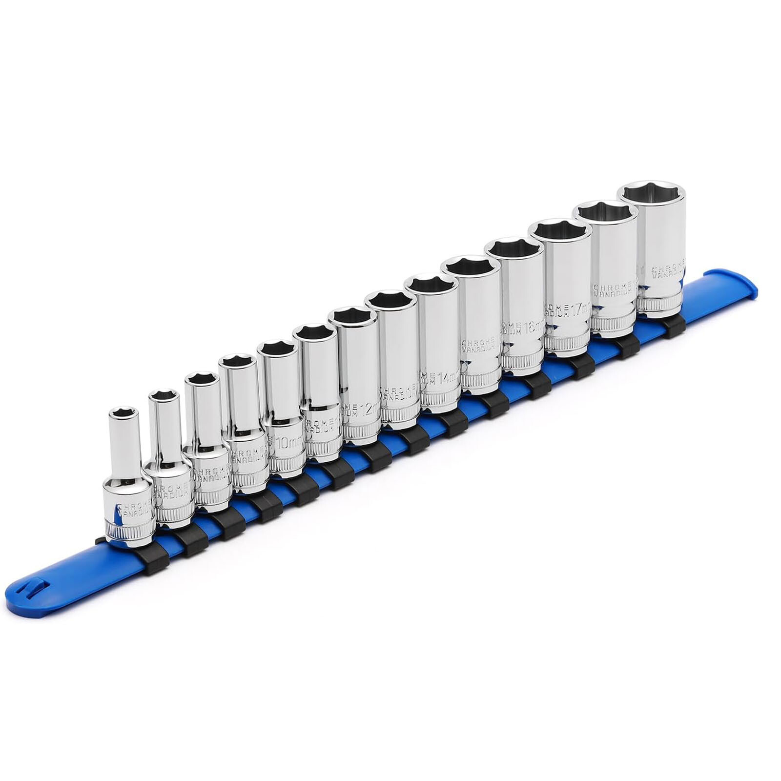 14PCS 3/8" Drive Metric Deep 6 Point Impact Socket Set Mid-Length 6-19 mm