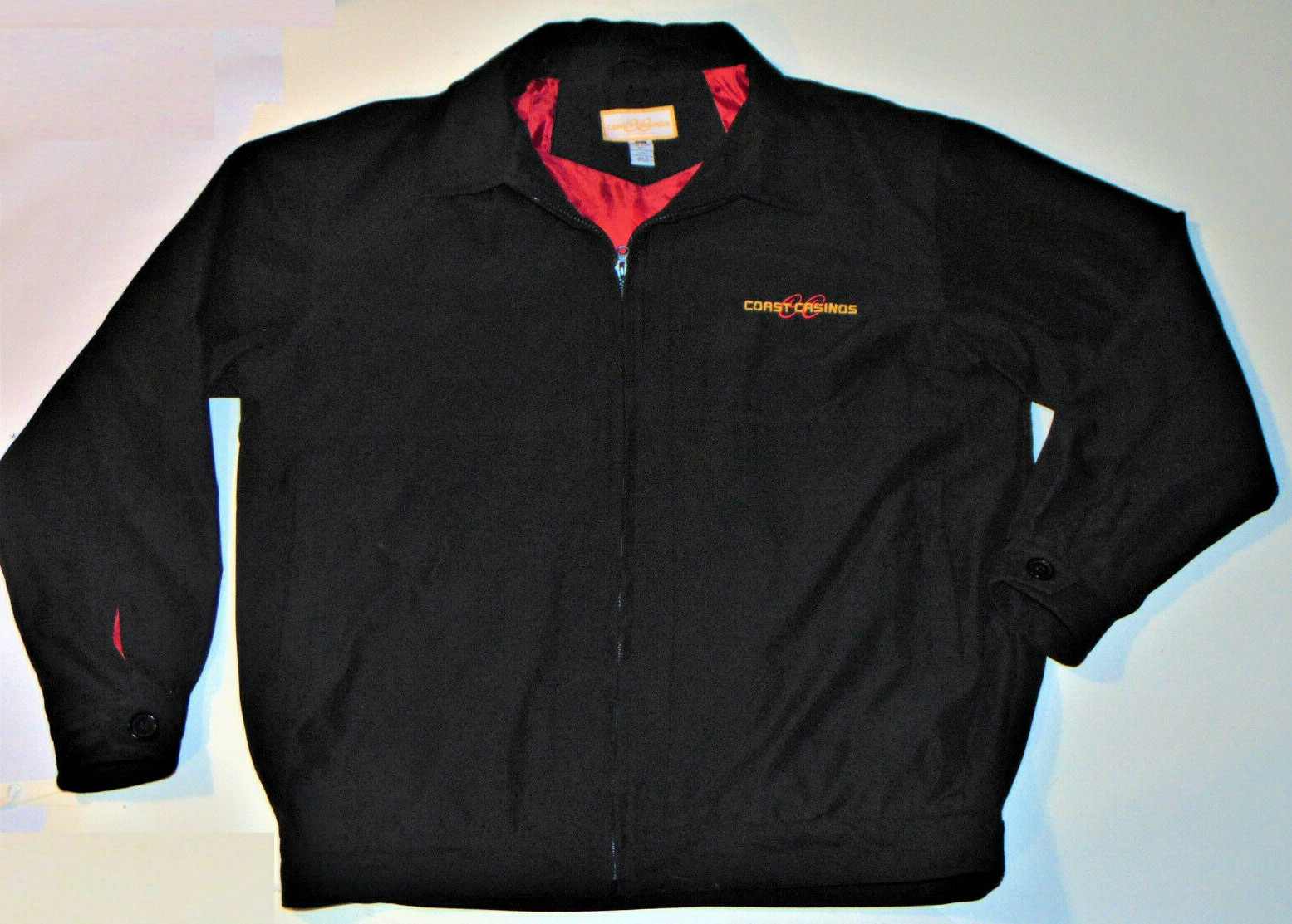 MEN'S 'GOLD COAST' LAS VEGAS CASINO BLACK LIGHTWEIGHT BLACK JACKET! ZIPPER! L