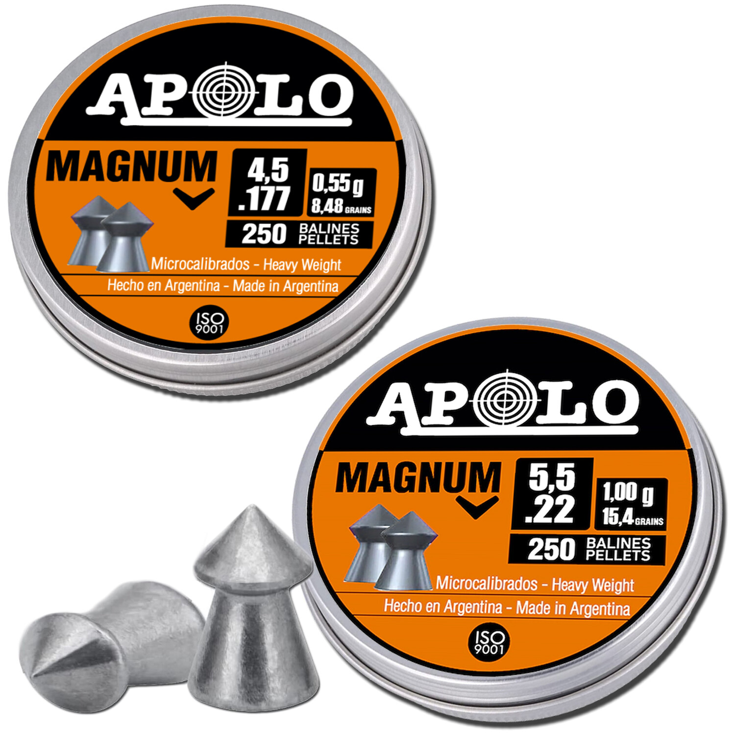 Apolo Magnum Pointed Airgun Pellets, .177 Cal & .22 Cal Airgun Pellets