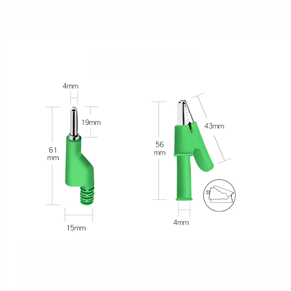 4mm Stackable Banana Plug to Crocodile Alligator Clip Test Leads 1M Cable 15A