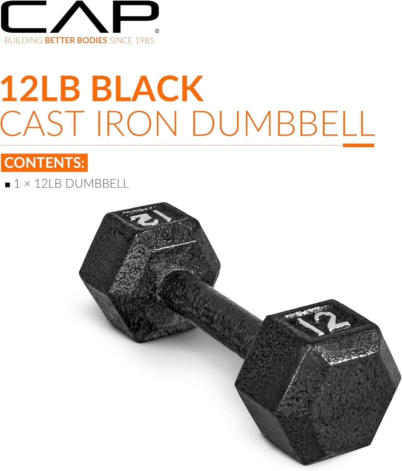 1XBlack Single Dumbbell 10/12/15/20/25/30lb Cast Iron Hex Dumbbell Home Gym Yoga