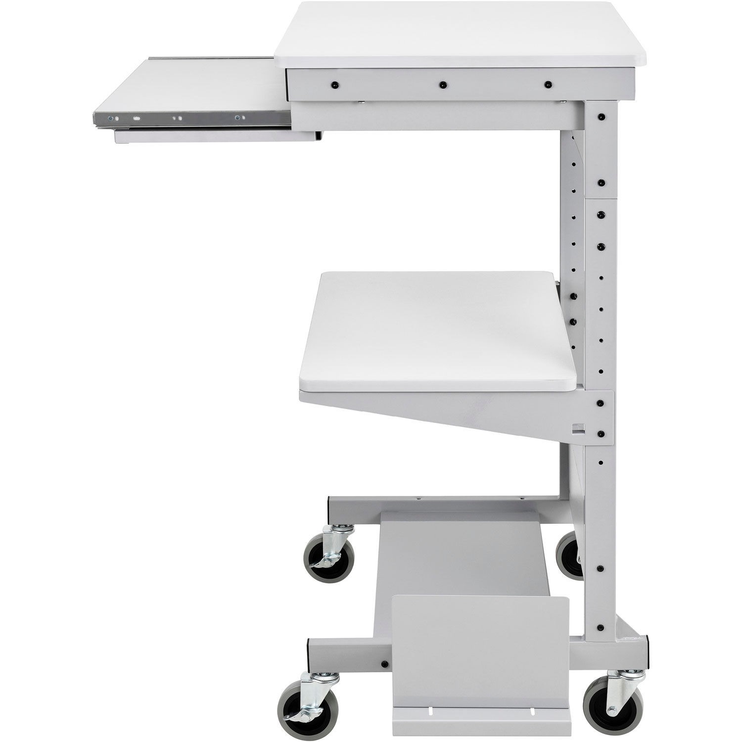 Mobile Computer Workstation with Keyboard Printer Shelf and CPU Holder Gray