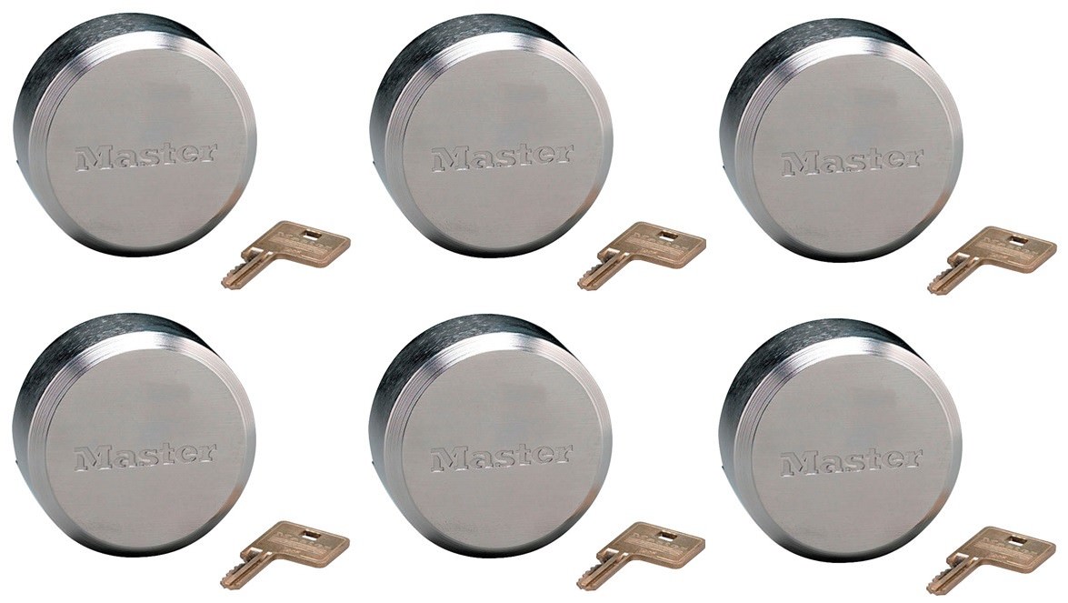 Master Lock 2-7/8" 6271KAW700A-80030 Keyed Alike Puck Shackleless Locks - 6 Pack
