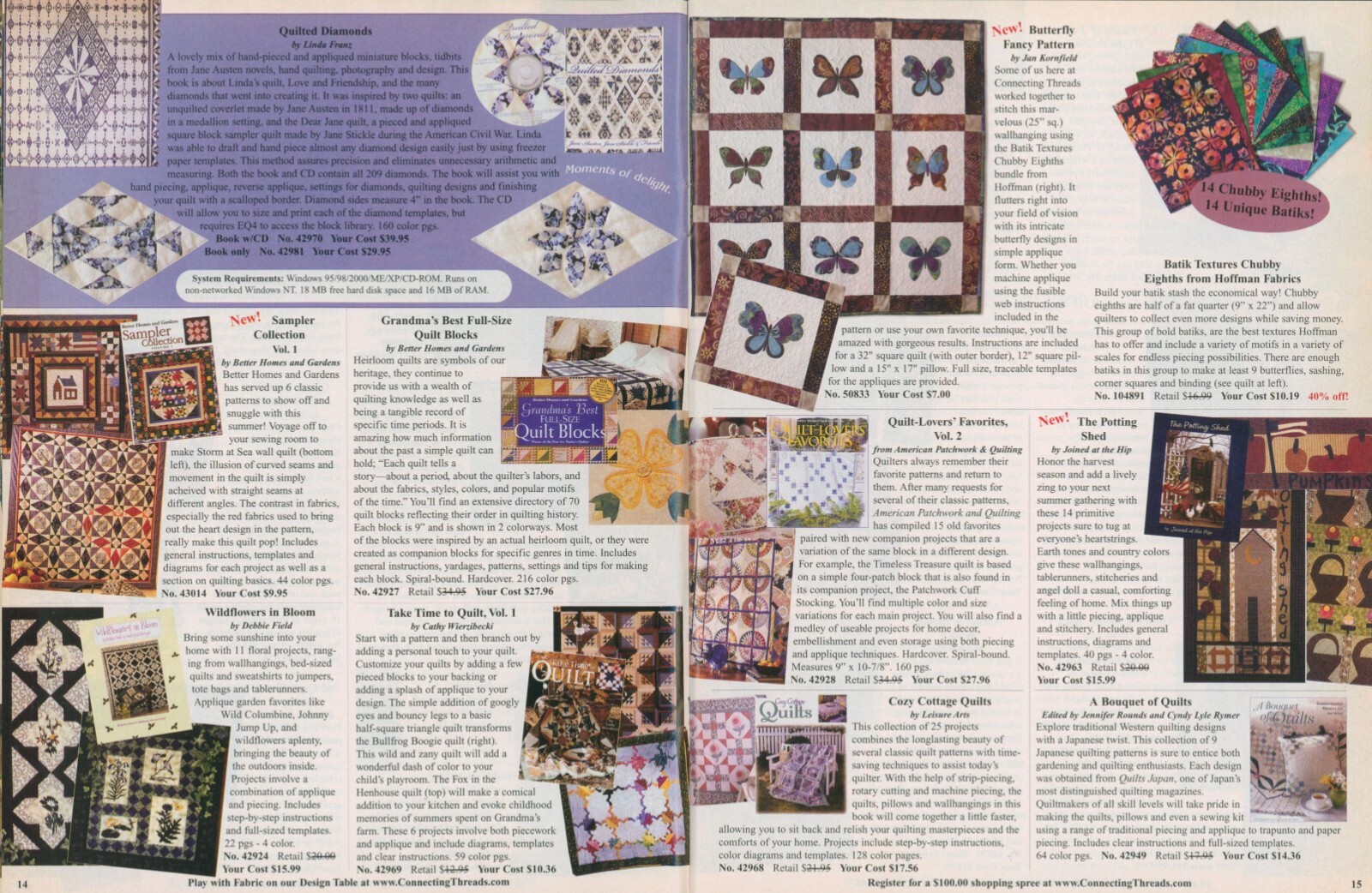 Lot 2 Connecting Threads 2002 Quilting Supply Catalog Fabric Collections Tools