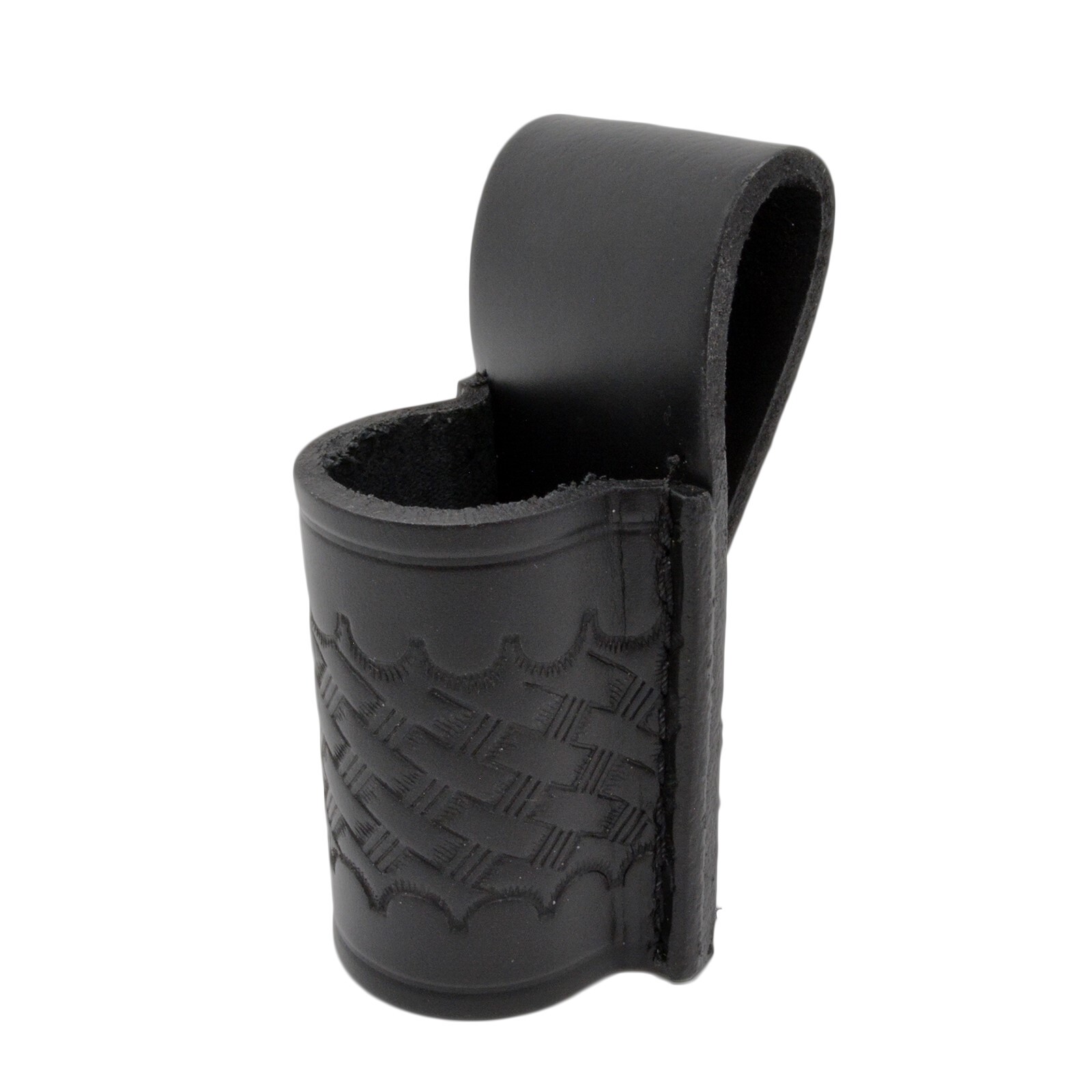 Basketweave Leather Flashlight Holder Open Top Bottom for ProTac HL-X Holster