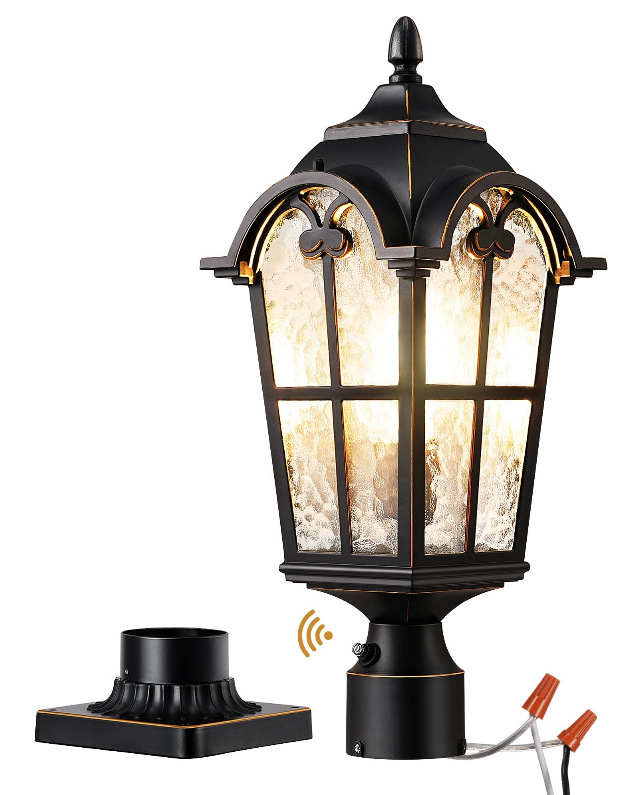 Large Size Dusk to Dawn Outdoor Post Light, 21.9'' H 120V Pole Light Fixture
