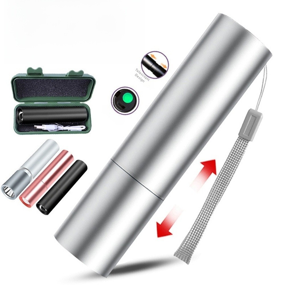 Portable LED Flashlight USB Rechargeable for For MINI Zoom Focus Long Range