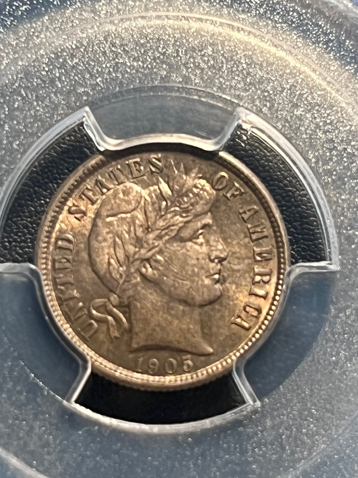 1905 Barber Dime 10c PCGS MS63 Sharp Strike Nice Luster Deep Original Toning