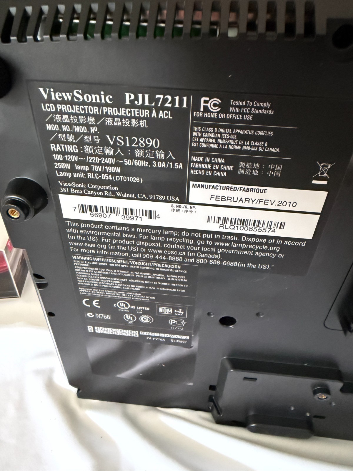 ViewSonic PJL7211 XGA LCD Projector TESTED WORKING