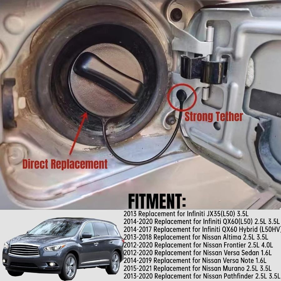 Replacement for Altima, Fuel Tank Gas Cap with TETHER Strap 17251-3JA0A Replacem
