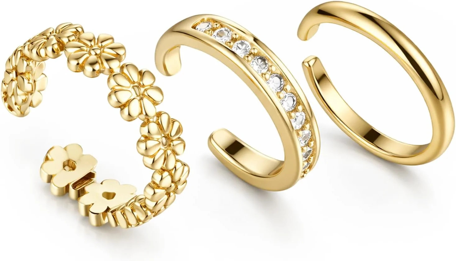 Toe Ring Gold for Women Cute Adjustable Big Toe Rings Non-Tarnish Diamond Jewelr