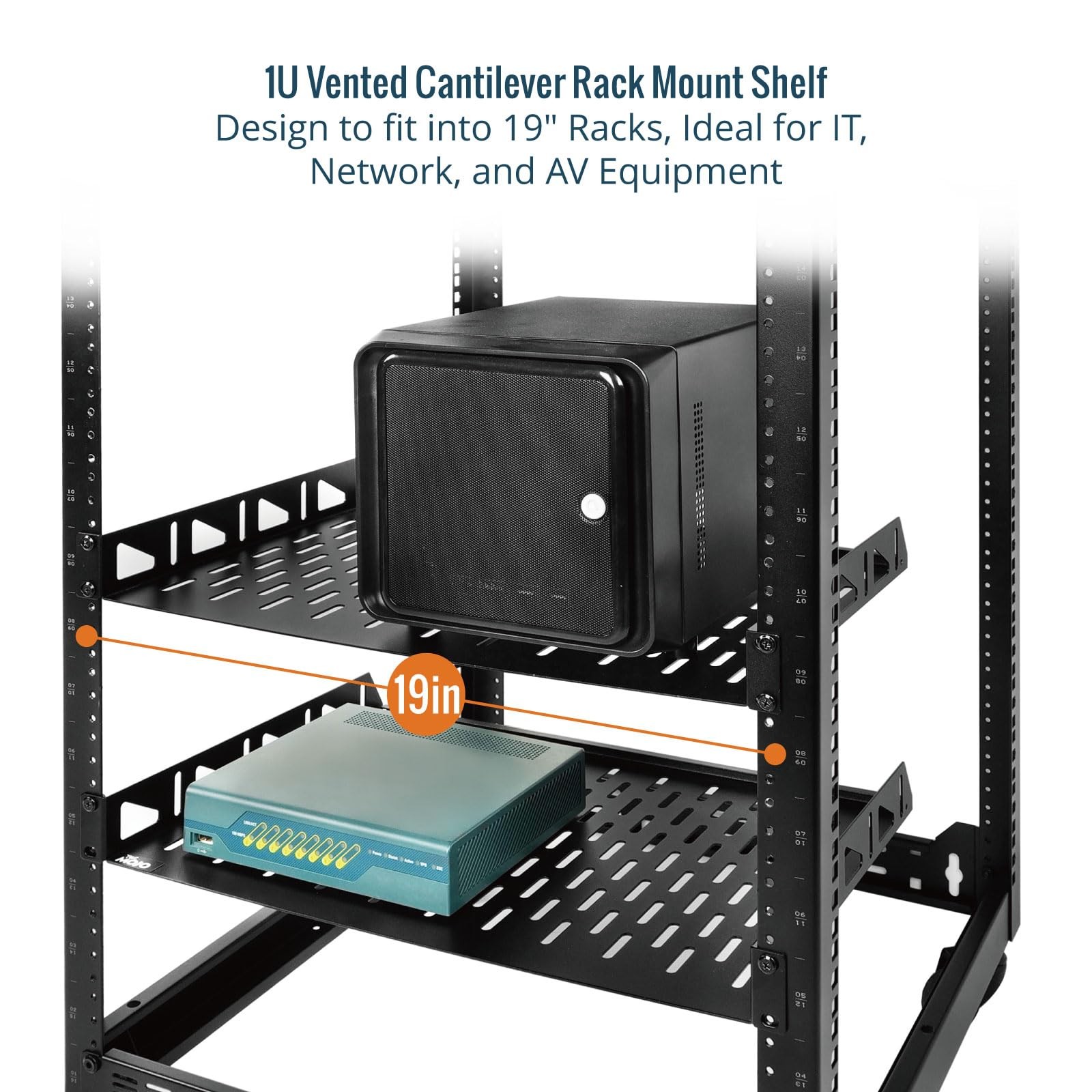 Tecmojo 1U Rack Shelf,19 inch Shelf 12 Depth,Rack 12 in/2pack,