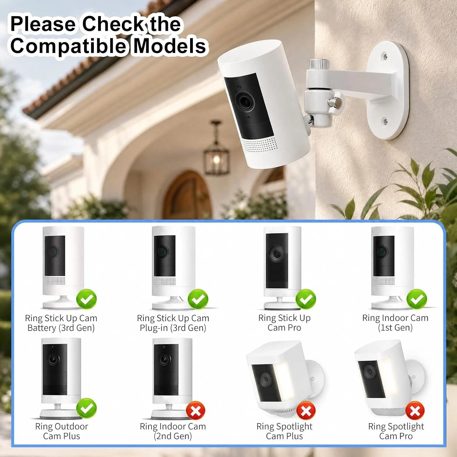 2 Pack Ring Camera Wall Mount for Ring Stick up Cam & Ring Outdoor Cam Plus 360°