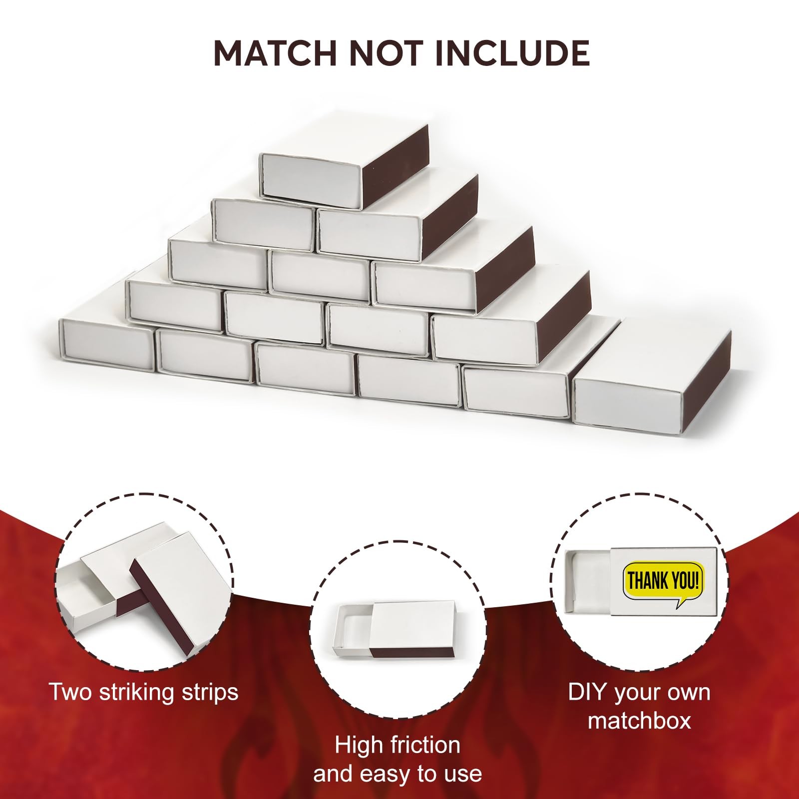 80 Pcs Blank Match Containers DIY Storage Boxes Empty Boxes for Crafts Weddin...