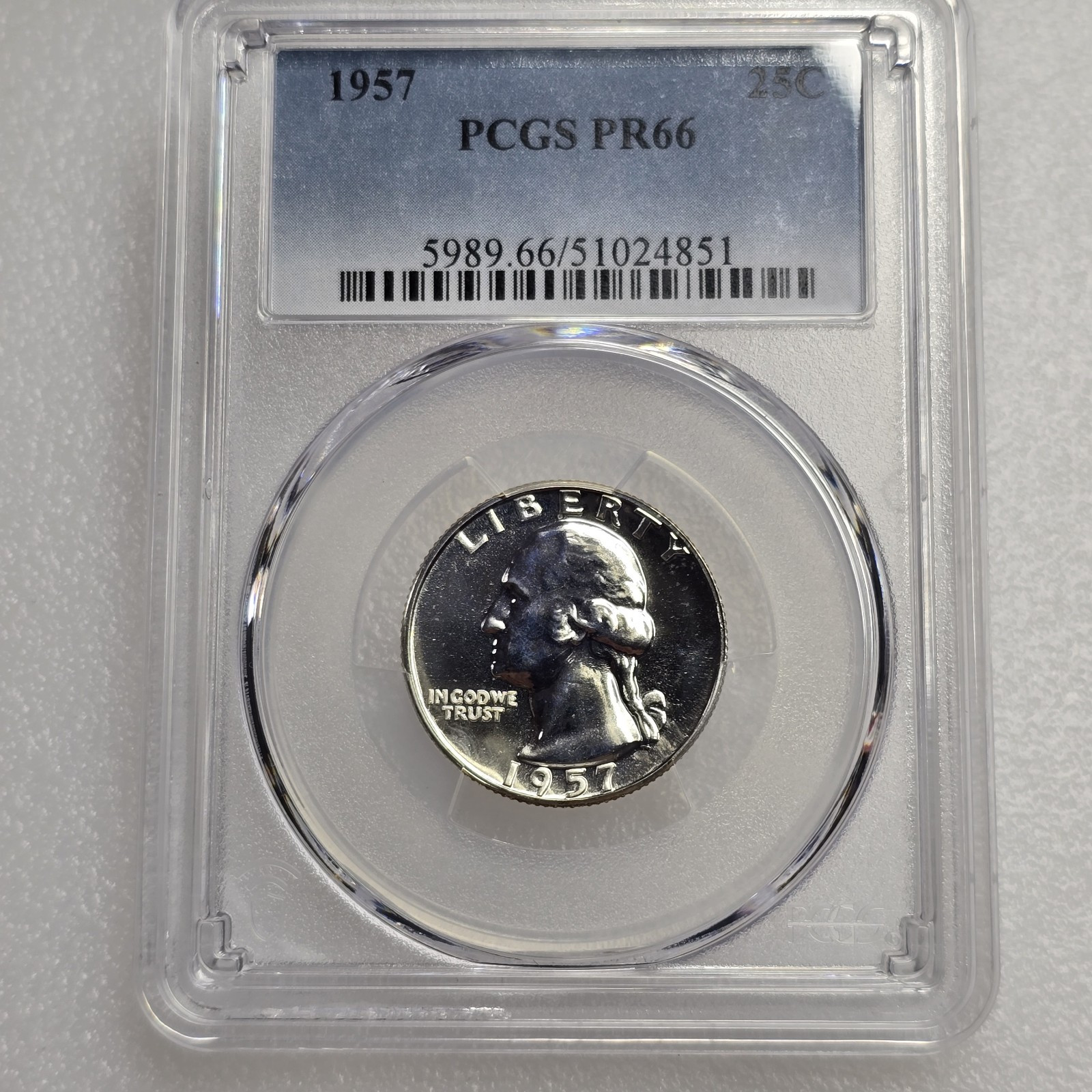 1957 Washington Quarter PROOF, PCGS PR-66 ** Gorgeous PF! Lot 2330