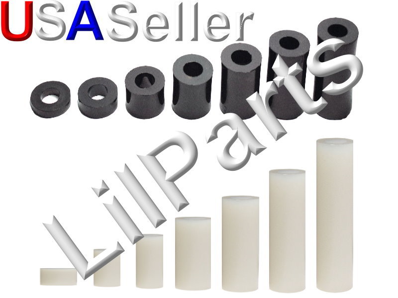 #6 #8 Nylon 6/6 Round Standoff Screw Bolt Spacers Washers Non Threaded