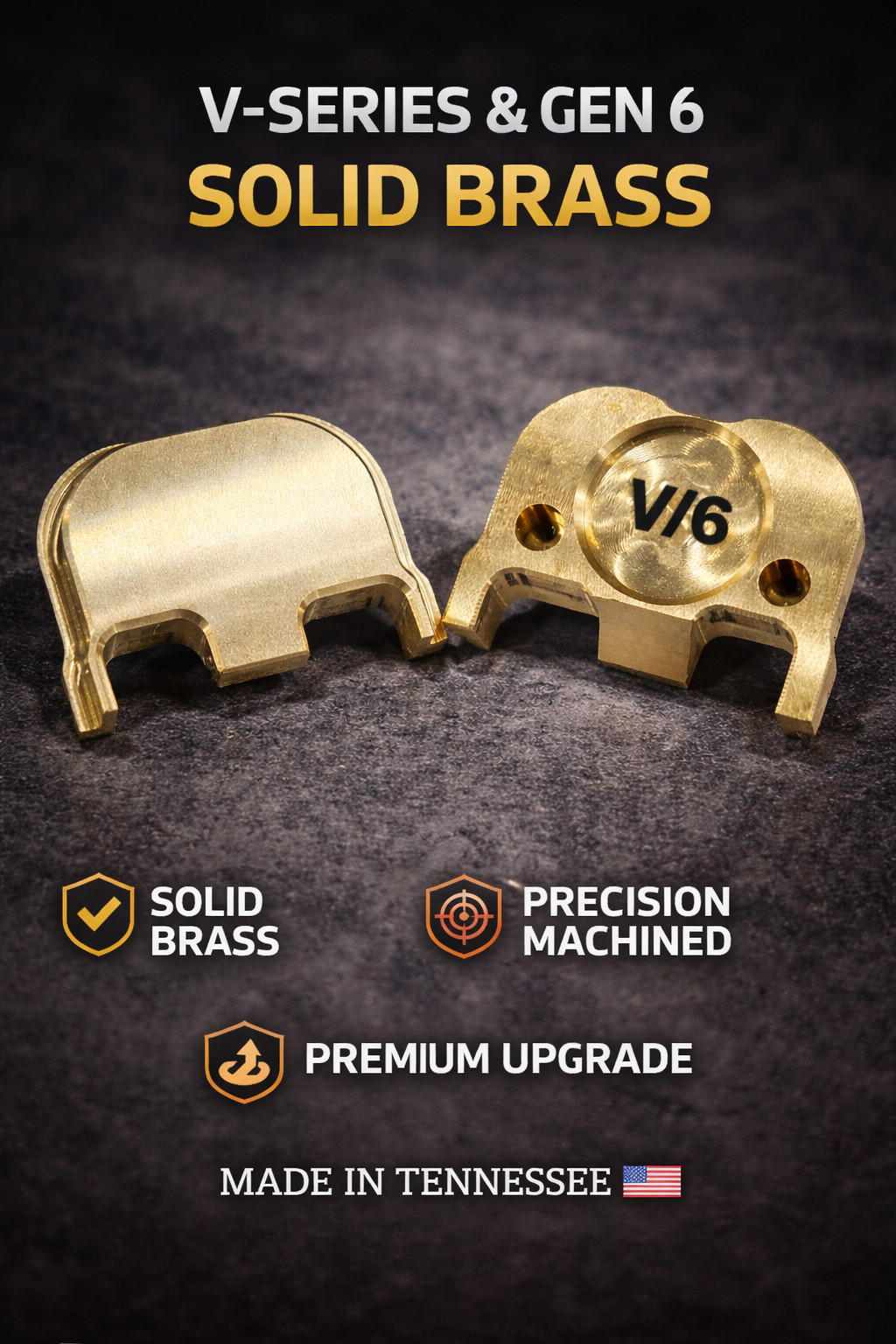 Premium V-Series / Gen 6 Back Plate Polished or Brushed Back Plate for Glock