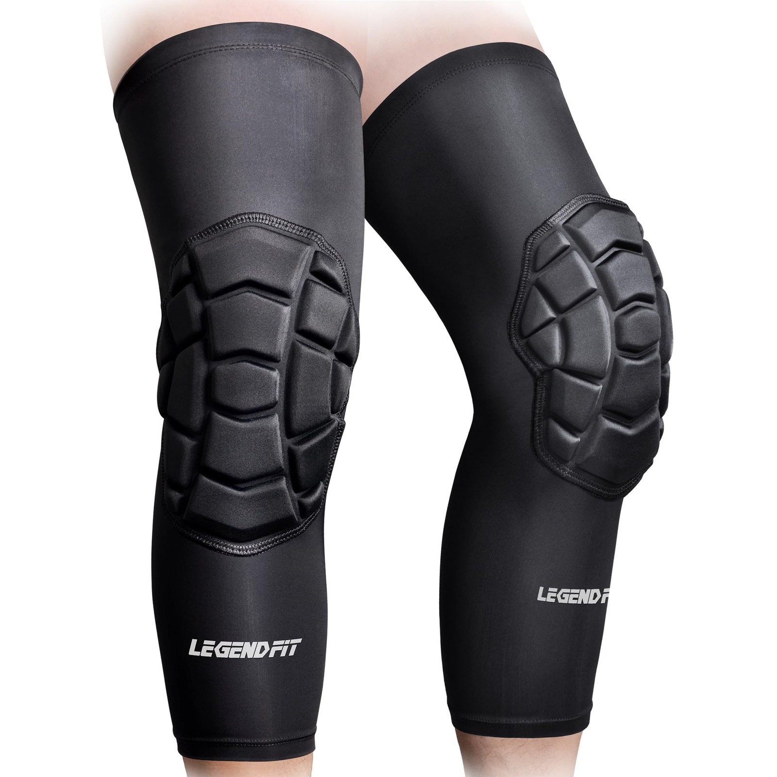 2 PCS Wrestling Long Knee Pads for Kids Youth Padded Compression Leg Sleeves
