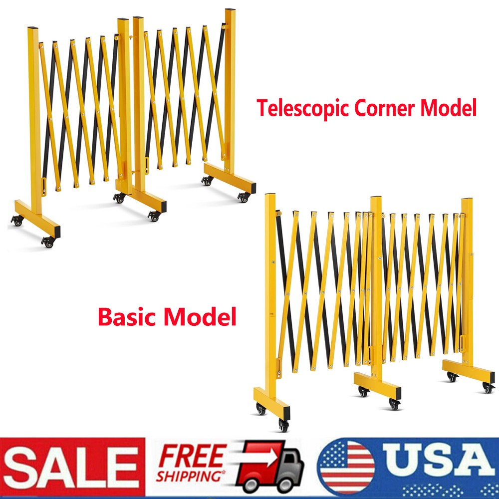 8/9/11/16/23FT Metal Expandable Barricade Gate Fold Safety Traffic Driveway